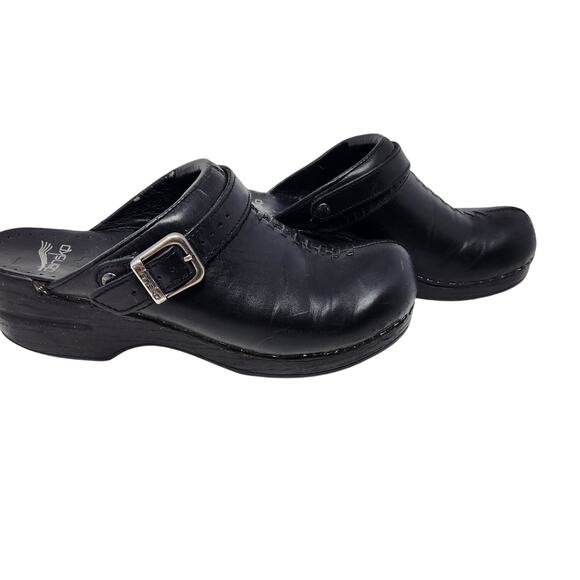 Dansko Black Leather Buckle Strap Classic Ivy Clogs Mules Slip On Sandals Sze 39 - Picture 2 of 11